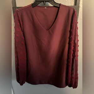 Women’s Long Sleeve Burgundy Blouse